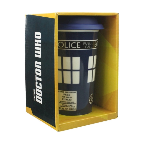 DOCTOR WHO Tardis Ceramic Travel Coffee Mug RARE